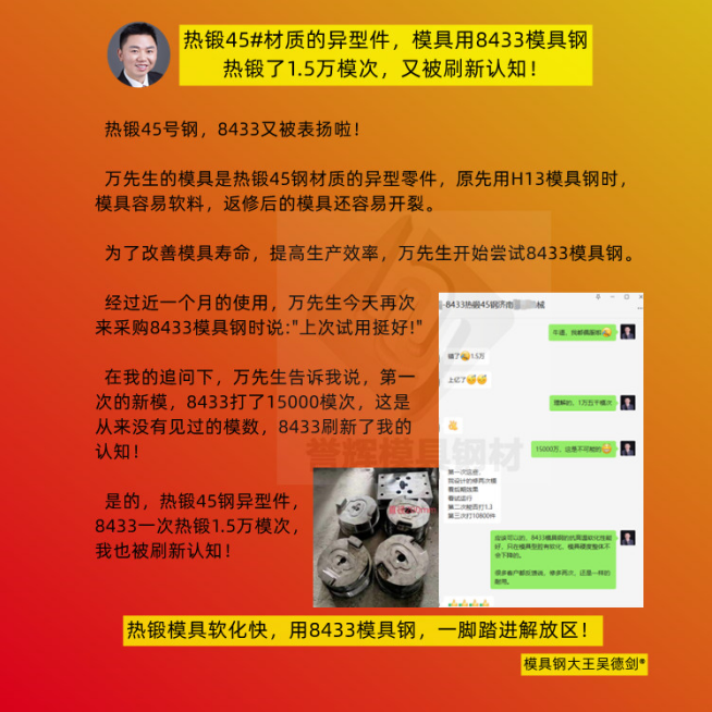 熱鍛模具怎么減少開裂?用譽(yù)輝8433模具鋼根治,比吃紅燒肉還香! 熱鍛模具怎么減少開裂?用譽(yù)輝8433模具鋼根治,比吃紅燒肉還香!